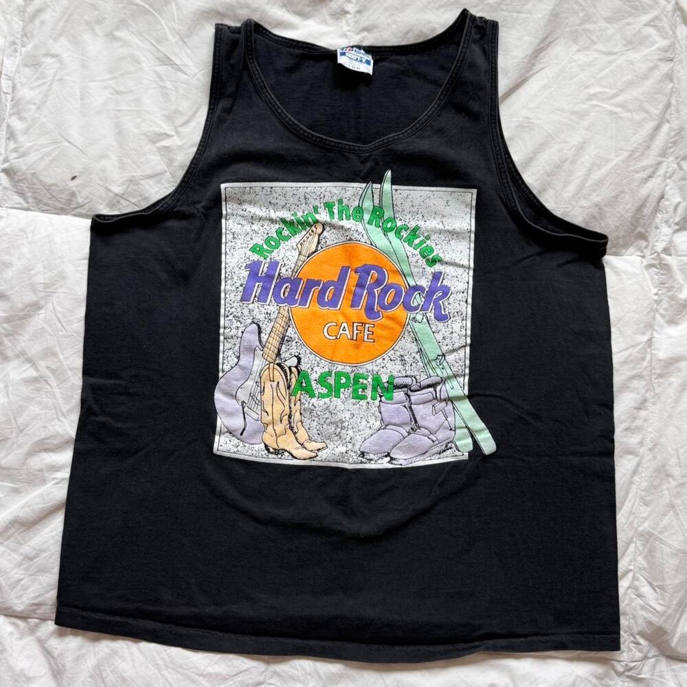 Vintage hard rock cafe aspen tank top LG Hanes beefy-t skater western streetwear